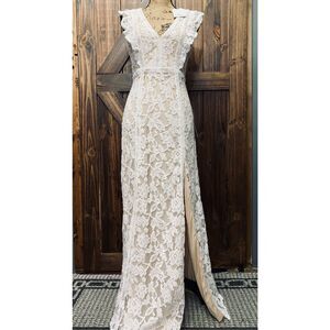 Lulu's Cream Lace Maxi Dress